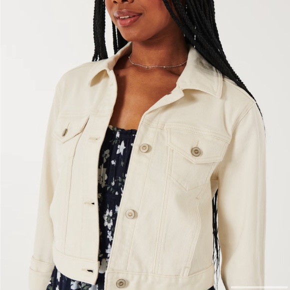 HOLLISTER WHITE DENIM JACKET - Picture 13 of 13